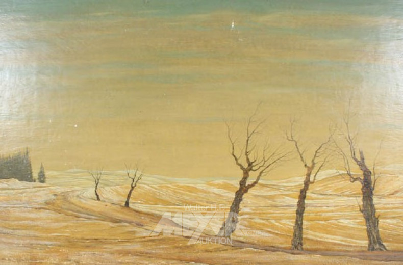 2 Gemälde, ''Winterlandschaft; Frühling'',