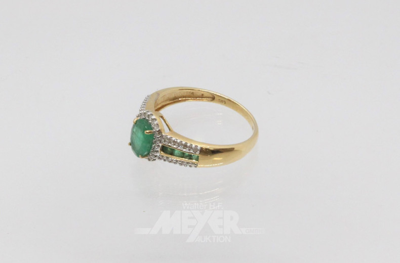Damenring, 585er GG, besetzt mit grünem