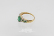 Damenring, 585er GG, besetzt mit grünem