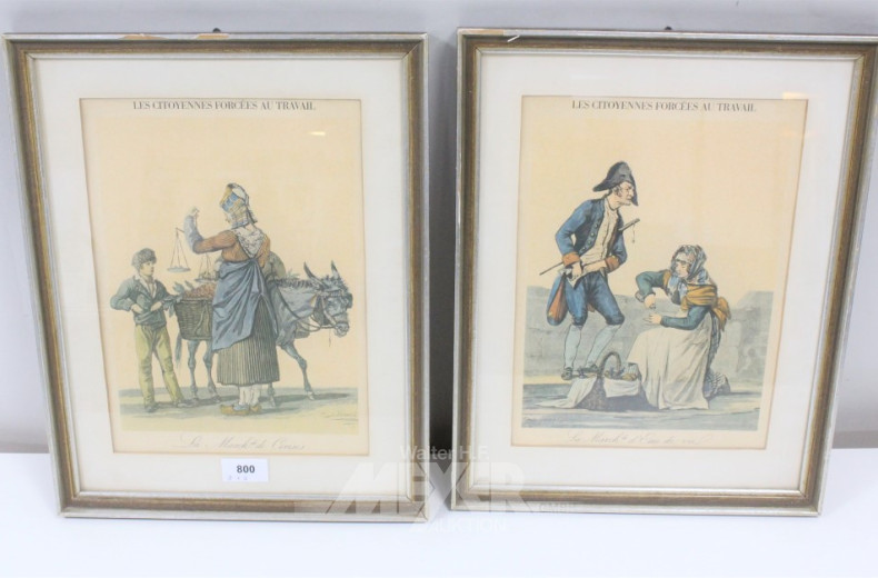 4 Drucke ''Verkäufer/Hamburg Amerika Linie/