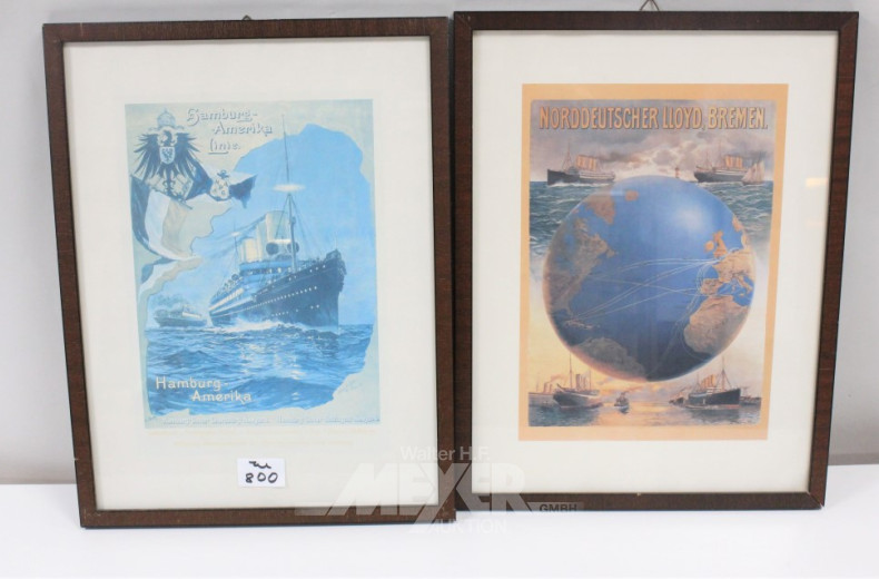 4 Drucke ''Verkäufer/Hamburg Amerika Linie/