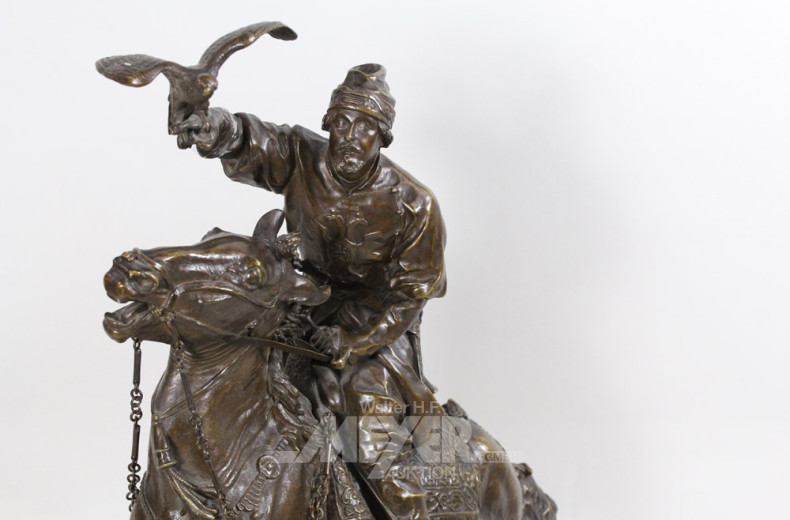 Bronze-Figur ''Kosakenreiter mit Falke''