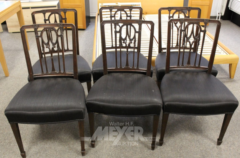 6 Stühle Ende 19 Jh., Mahagoni,