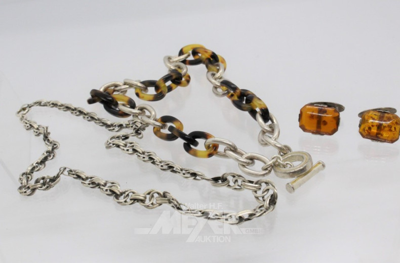 Posten Silberschmuck u. kl. Edelsteine