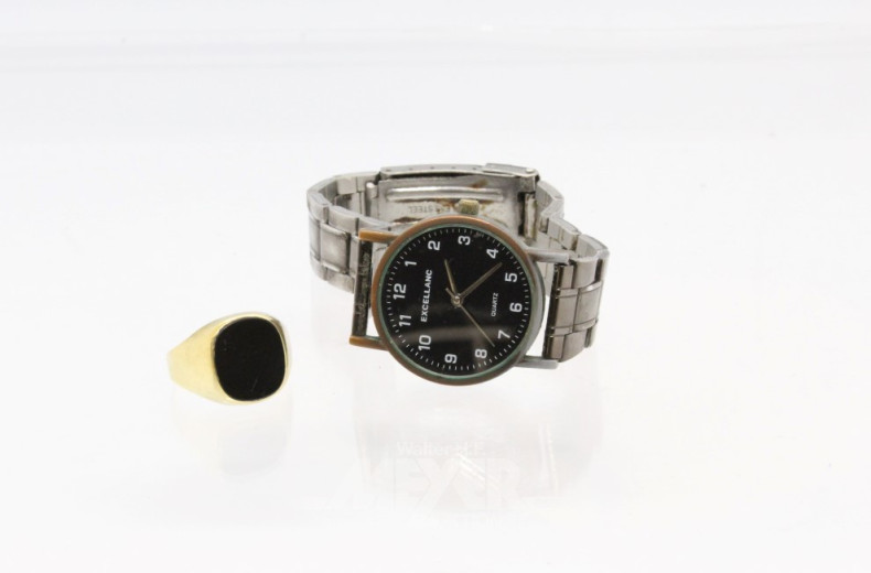 Herrenring, 333er GG mit Onyx, ca. 3 g.,