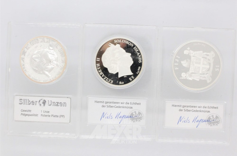 5 Silber Münzen je 1 Unze
