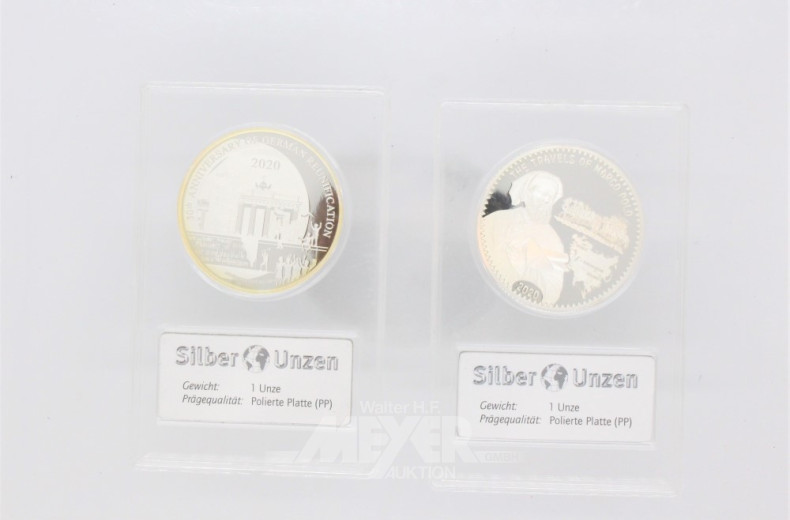 5 Silber Münzen je 1 Unze
