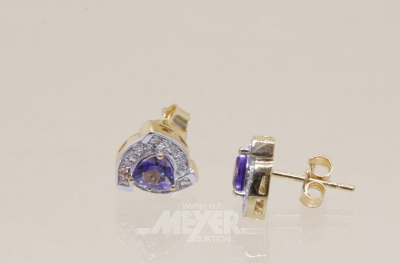 Paar Ohrstecker, 750er GG, besetzt mit