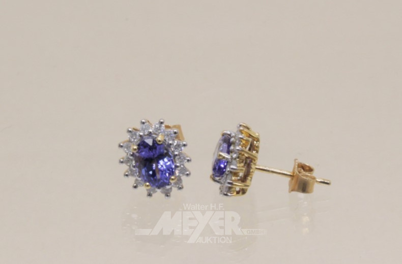 Paar Ohrstecker, 750er GG, besetzt mit