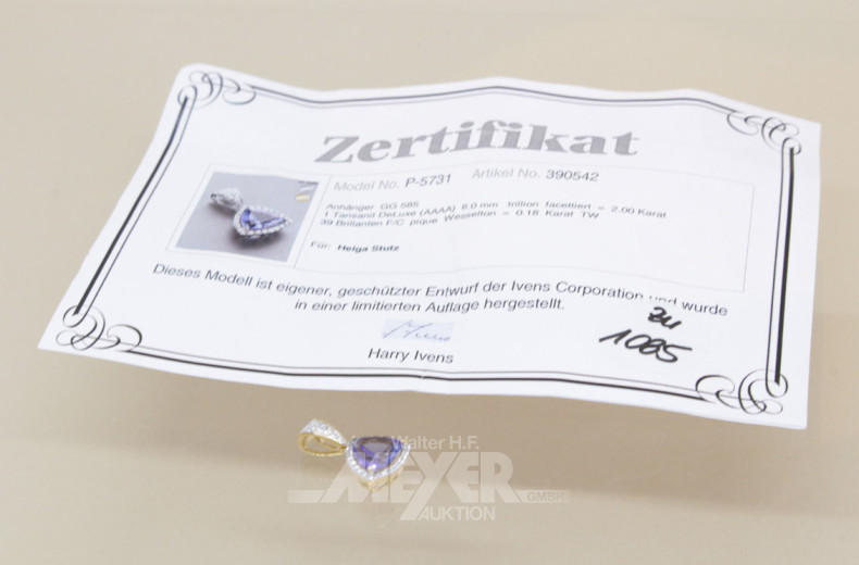 Anhänger, 585er GG, besetzt mit