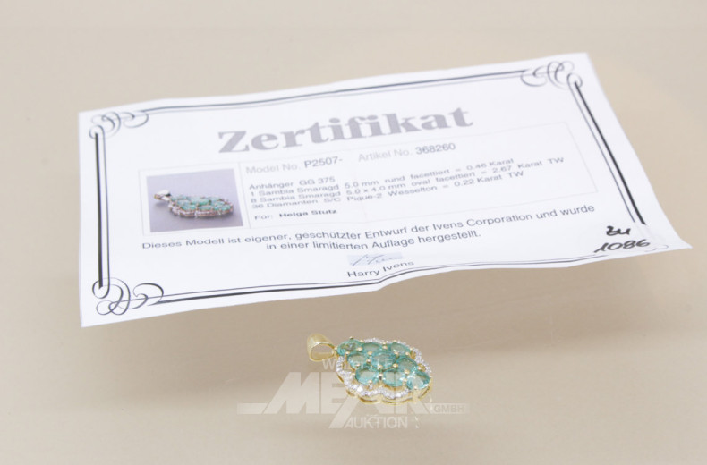 Anhänger, 375er GG, besetzt mit