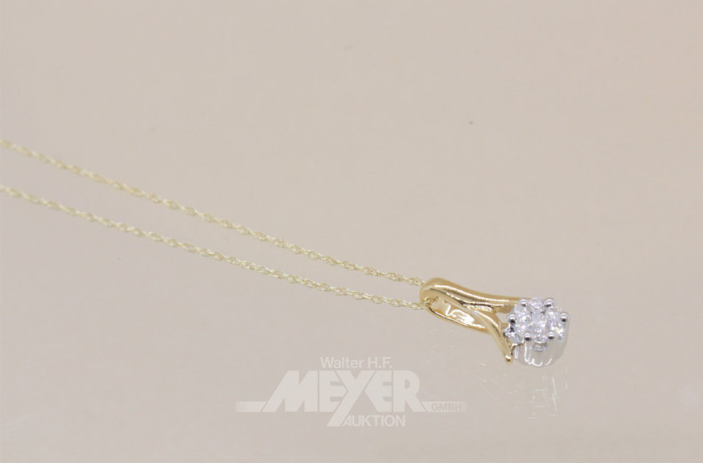 Anhänger mit Kette, 750er GG, besetzt