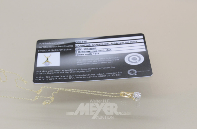 Anhänger mit Kette, 750er GG, besetzt
