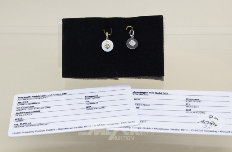 2 Anhänger, 585er GG, besetzt mit