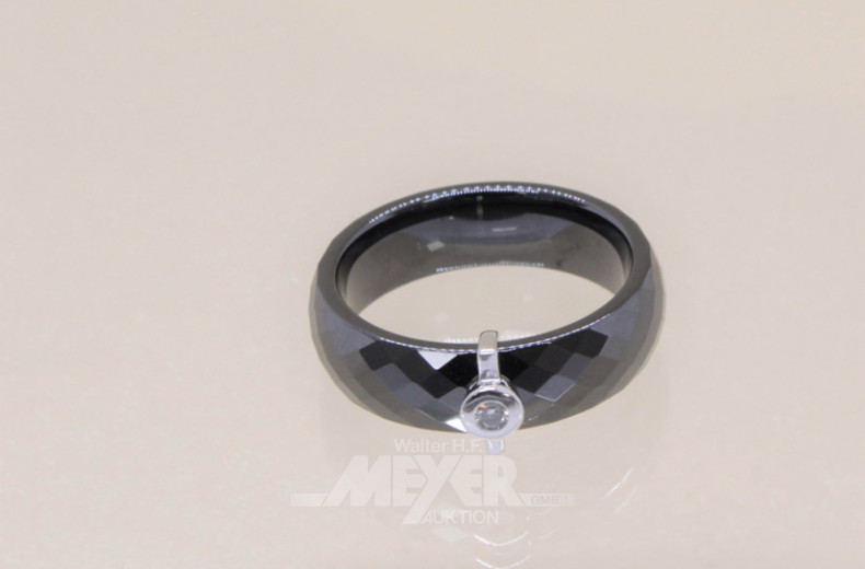 Keramik-Ring schwarz, 585er GG, besetzt