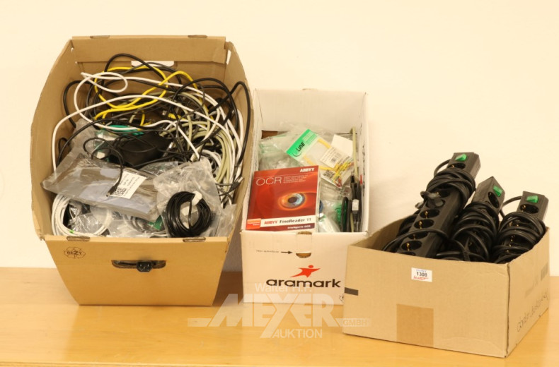 Posten versch. EDV-Kabel u. Steckleisten