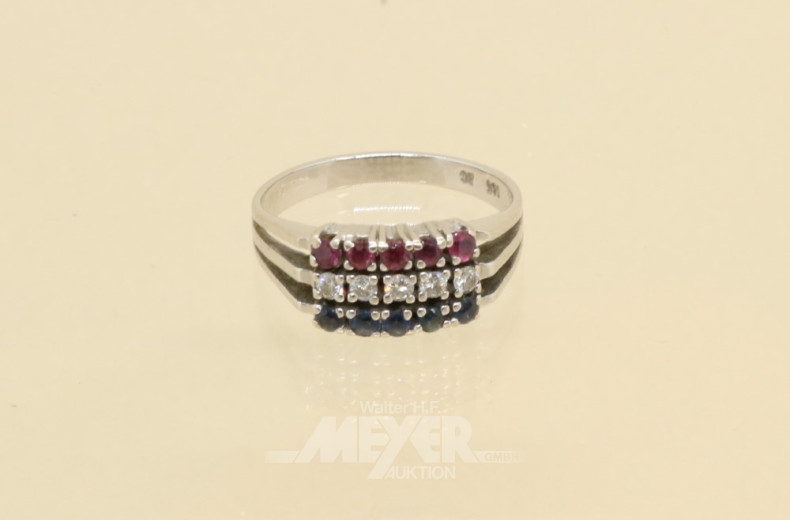 Damenring, 585er WG, besetzt mit