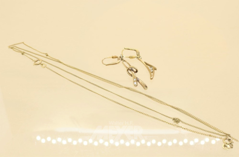 Paar Ohrhänger, 333er GG, besetzt mit