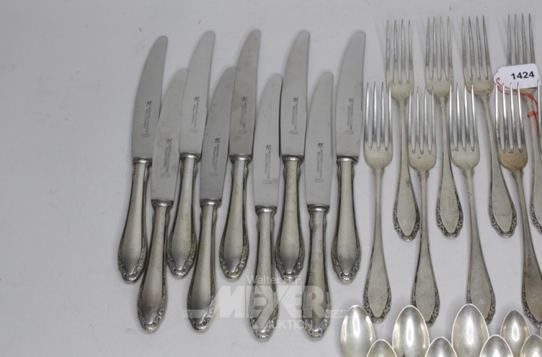 Besteck, 800er Silber, bestehend aus: