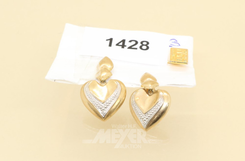 Paar Ohrgehänge, 333er GG,