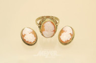 Ring, 333er u. 1 Paar Ohrclipse,