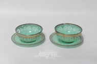 2 Jugendstil-Glasschalen, grün