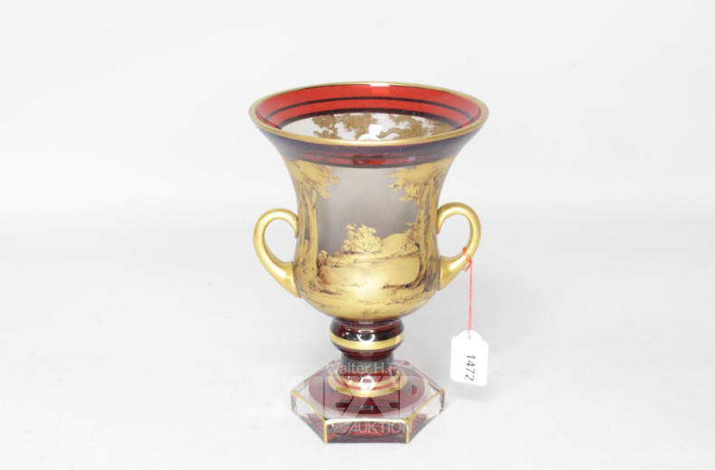 schwere Kristall-Amphorenvase, rot