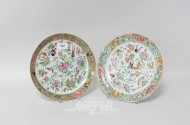 2 versch. Porz.-Wandteller, Chinadekor,