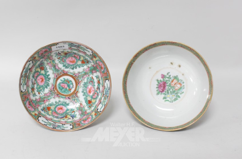 2 versch. Porz.-Schalen, Chinadekor,