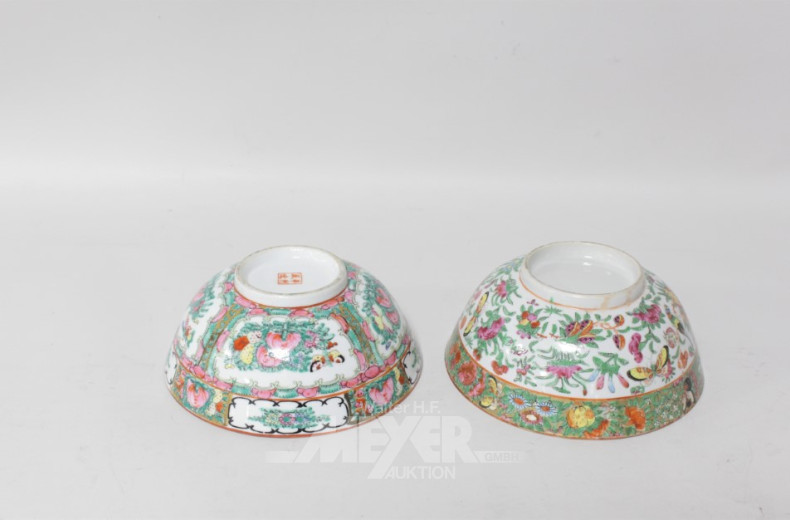 2 versch. Porz.-Schalen, Chinadekor,