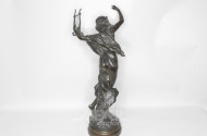gr. Bronzeskulptur ''Weibl. Akt mit Lyra'',