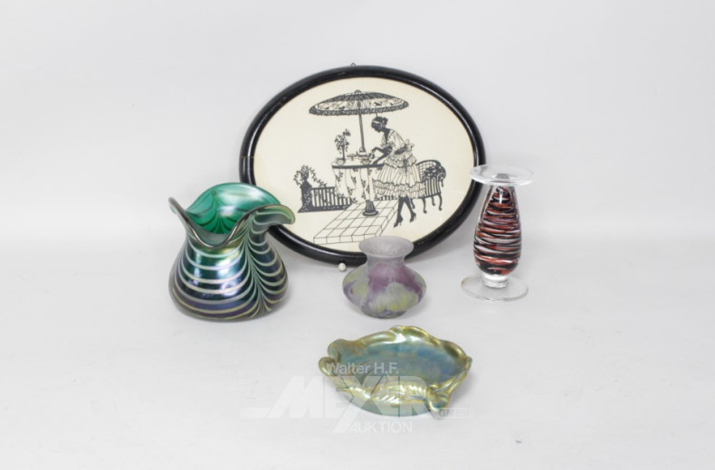 kl. Konvolut: Scherenschnitt gerahmt,