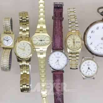 9 Armbanduhren, u.a. CITIZEN, SEIKO sowie