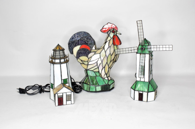 3 versch. figürliche Tischlampen,