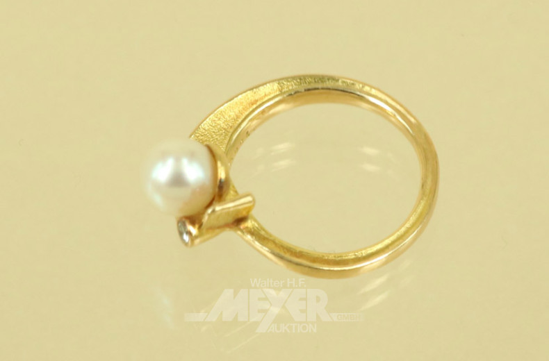 Damenring, 750er GG, besetzt mit 1 Perle