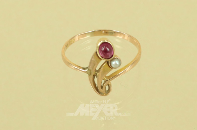 Damenring, 585er GG, mit 1 kl. Perle u.
