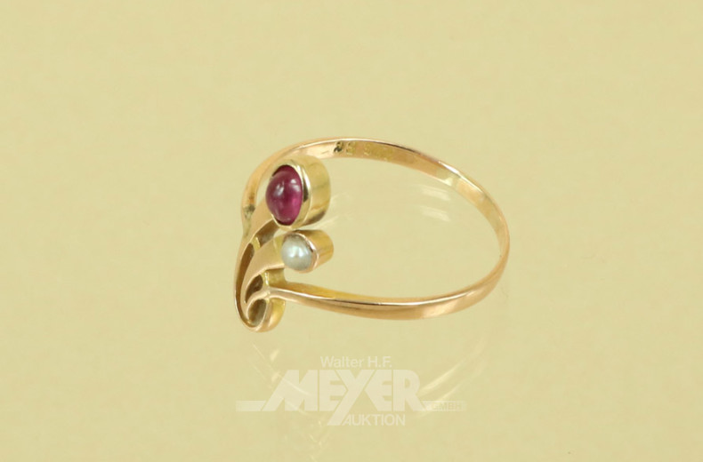 Damenring, 585er GG, mit 1 kl. Perle u.