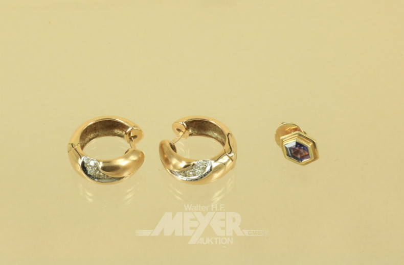 Ohrstecker, 585er GG, besetzt mit