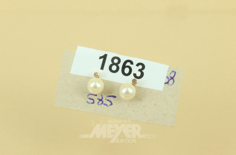 Paar Ohrstecker, 585er GG, mit je 1