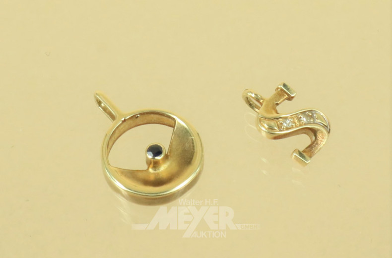 2 Anhänger, 585er GG, zus. ca. 1,5 g