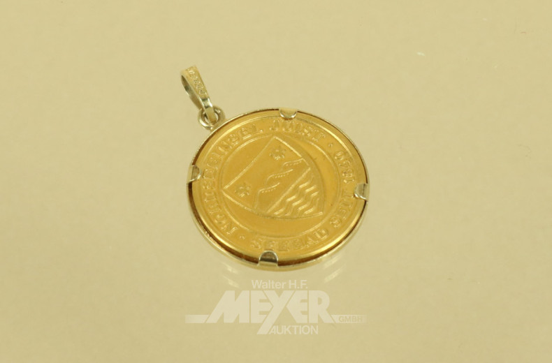 Münzanhänger, 585er GG, ca. 3 g