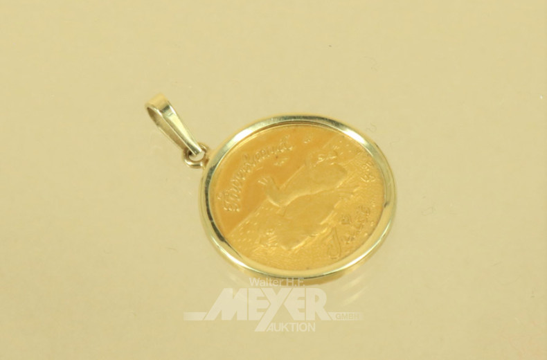 Münzanhänger, 585er GG, ca. 3 g