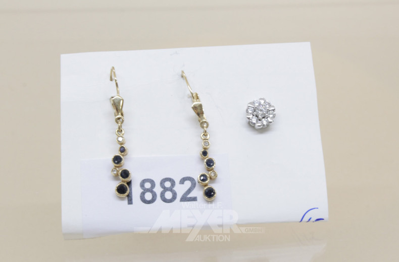 Paar Ohrgehänge in Gelbgold mit kl.
