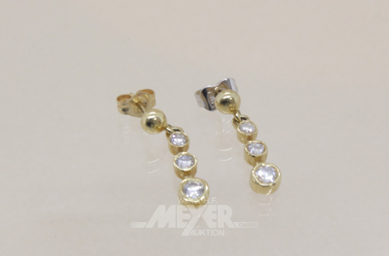 Paar Ohrgehänge in 585er GG besetzt mit