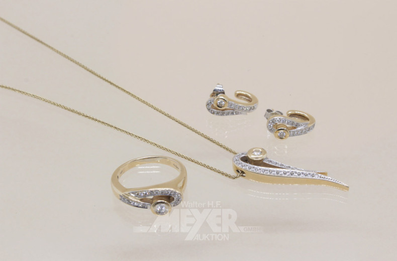 Schmuckset in 585er GG, bestezt mit