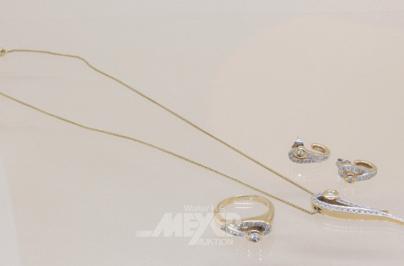 Schmuckset in 585er GG, bestezt mit
