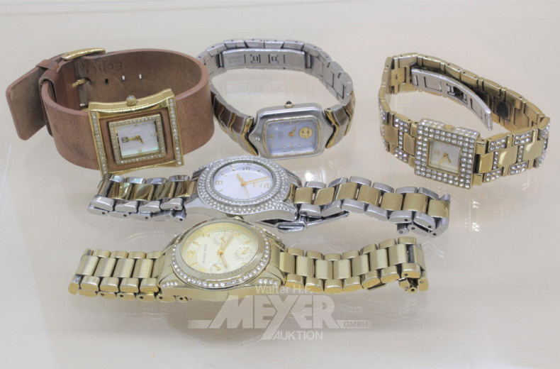 5 versch. Damenarmbanduhren u.a.: