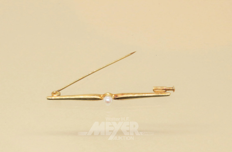 Stabnadel, 585er GG, mit 1 Perle,