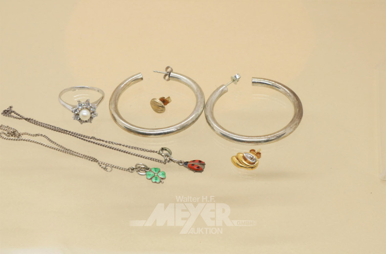 Konvolut Silberschmuck, 2 Ohrstecker,