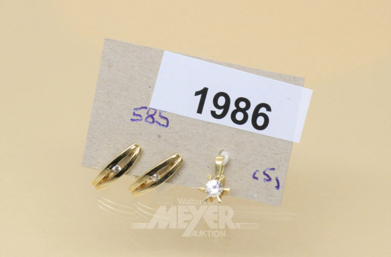 Paar Ohrringe, 585er GG (Säuretest),